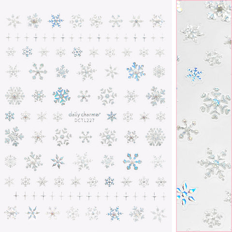 Holiday Bejeweled Nail Art Sticker / Pearly Holo Snowflake Pearly Holographic Design Cute Winter