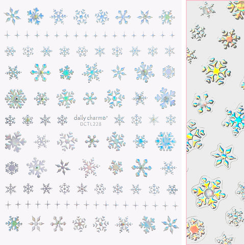 Holiday Bejeweled Nail Art Sticker / Crystal Holo Snowflake Winter Sparkle Holographic Decals