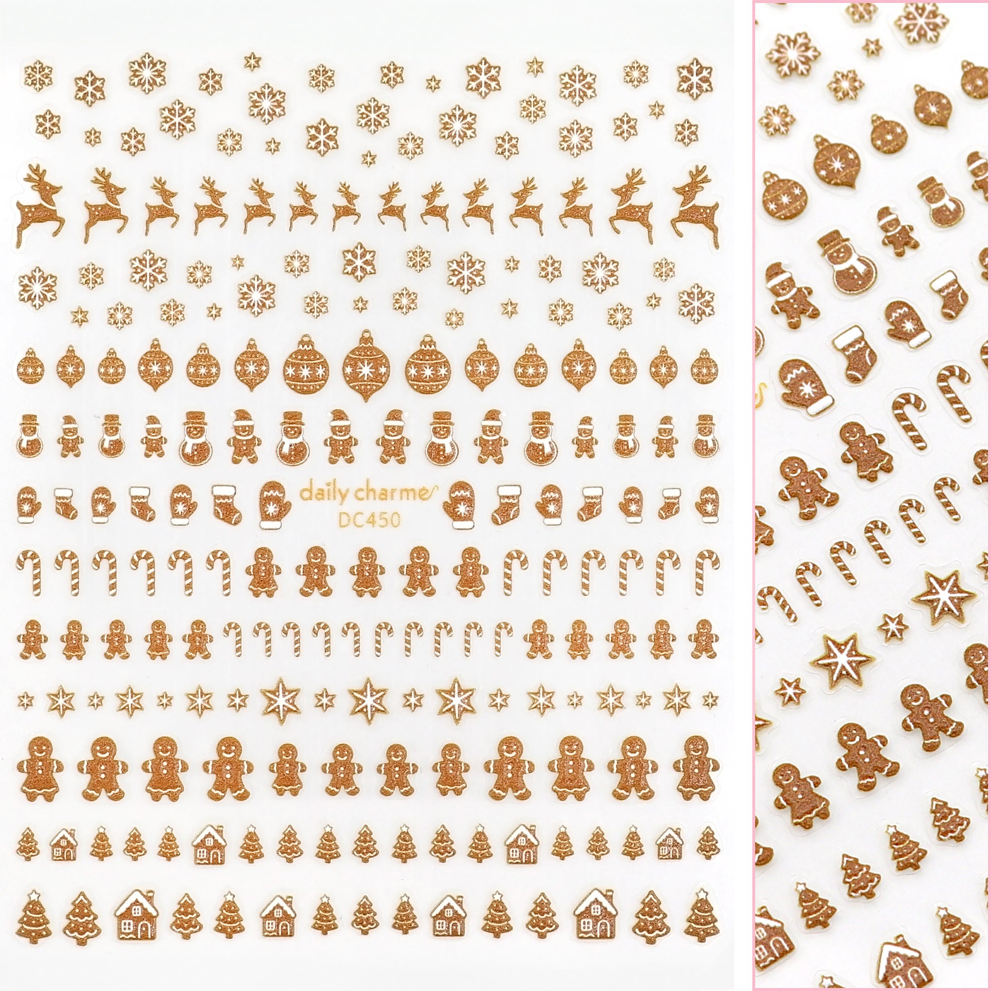 Holiday 3D Nail Art Sticker Decal Gingerbread Man Village Reindeer Cute Candy Cane Christmas Gift Idea Manicure