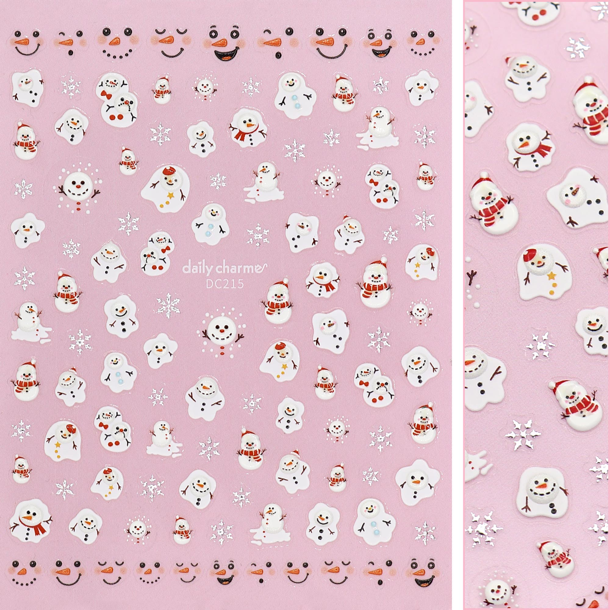 Holiday 3D Nail Art Sticker Merry Melty Snowman Face Cute Holiday Decal