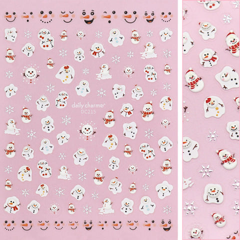 Holiday 3D Nail Art Sticker Merry Melty Snowman Face Cute Holiday Decal