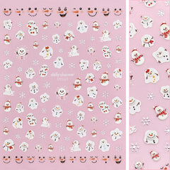 Holiday 3D Nail Art Sticker Merry Melty Snowman Face Cute Holiday Decal
