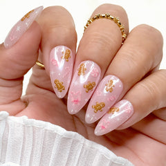 Holiday 3D Bejeweled Nail Art Sticker / Merry Pinkmas Christmas Pink Candy Cane Bow Santa Trees Cute