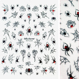 Halloween Bejeweled Nail Art Sticker / Spider Webs Red Crystal Decal