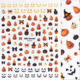 Halloween Bejeweled Nail Art Sticker / Wicked Pumpkins Jack O Lantern Orange Black Bow Coquette
