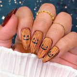Halloween Bejeweled Nail Art Sticker / Wicked Pumpkins Jack O Lantern Orange Black Bow Coquette