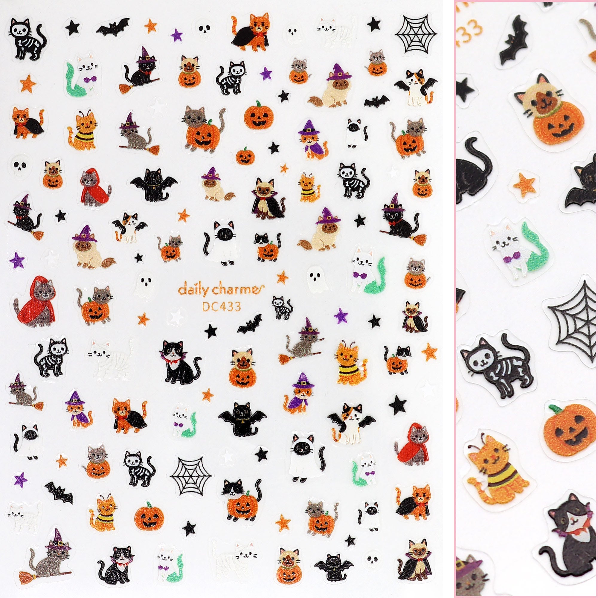 Spooky Halloween Nail Art Sticker / Kitty Cat Costume Party
