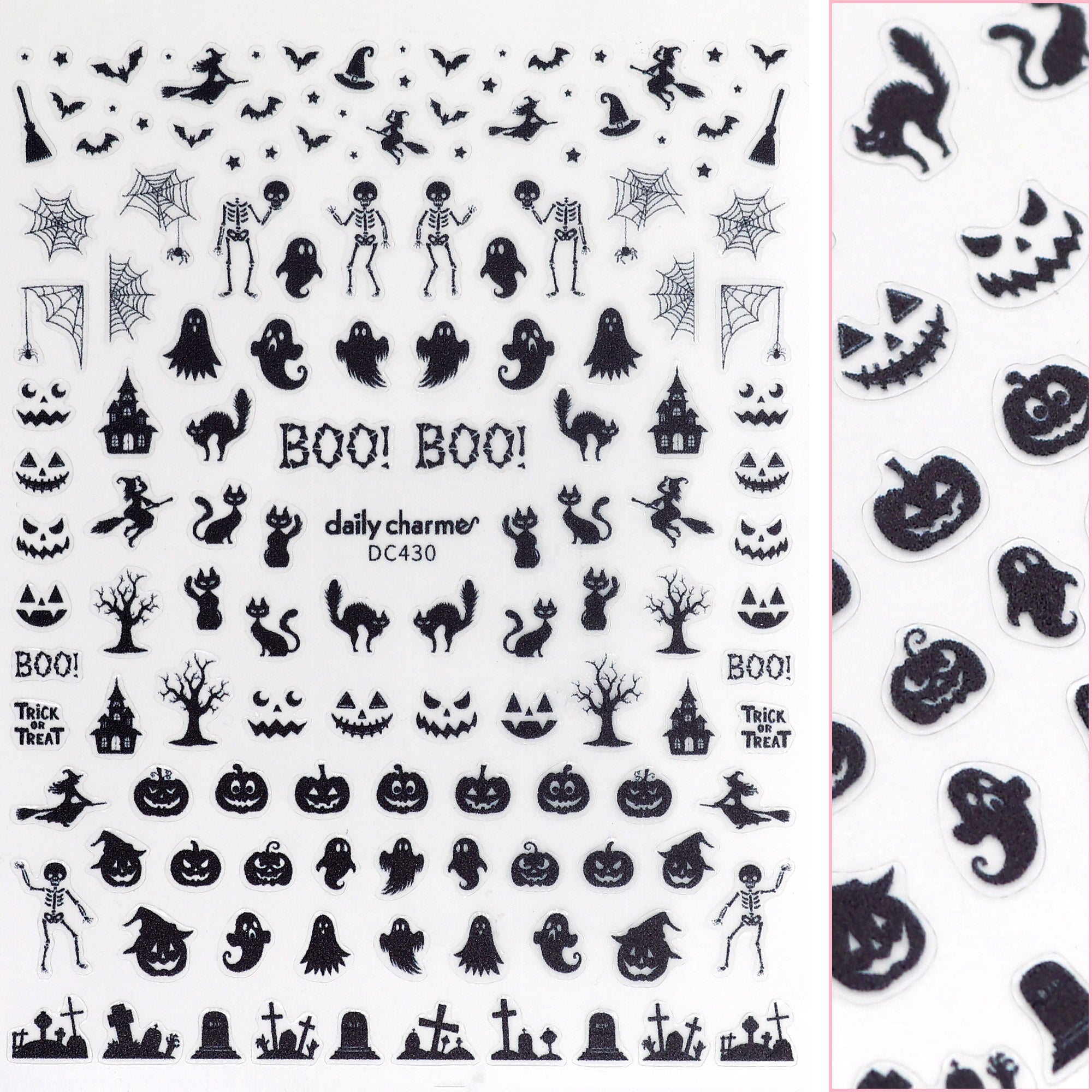 Spooky Halloween Nail Art Sticker / Midnight Mischief Pumpkin Jack O Lantern Web Skeleton Witch Bats