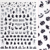 Spooky Halloween Nail Art Sticker / Midnight Mischief Pumpkin Jack O Lantern Web Skeleton Witch Bats