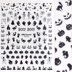 Spooky Halloween Nail Art Sticker / Midnight Mischief Pumpkin Jack O Lantern Web Skeleton Witch Bats