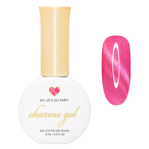 Charme Gel / Cat Eye E41 Let's Go Party Hot Pink Silky Magnetic Color Shifting Nail Polish