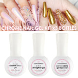 Daily Charme Chrome Effect Glazed Nail Gel Kit | Gel Nail Art Bundle Deal Clean Essential 5-in-1 Strengthening Gel HEMA TPO Free Diamond Gel Topcoat