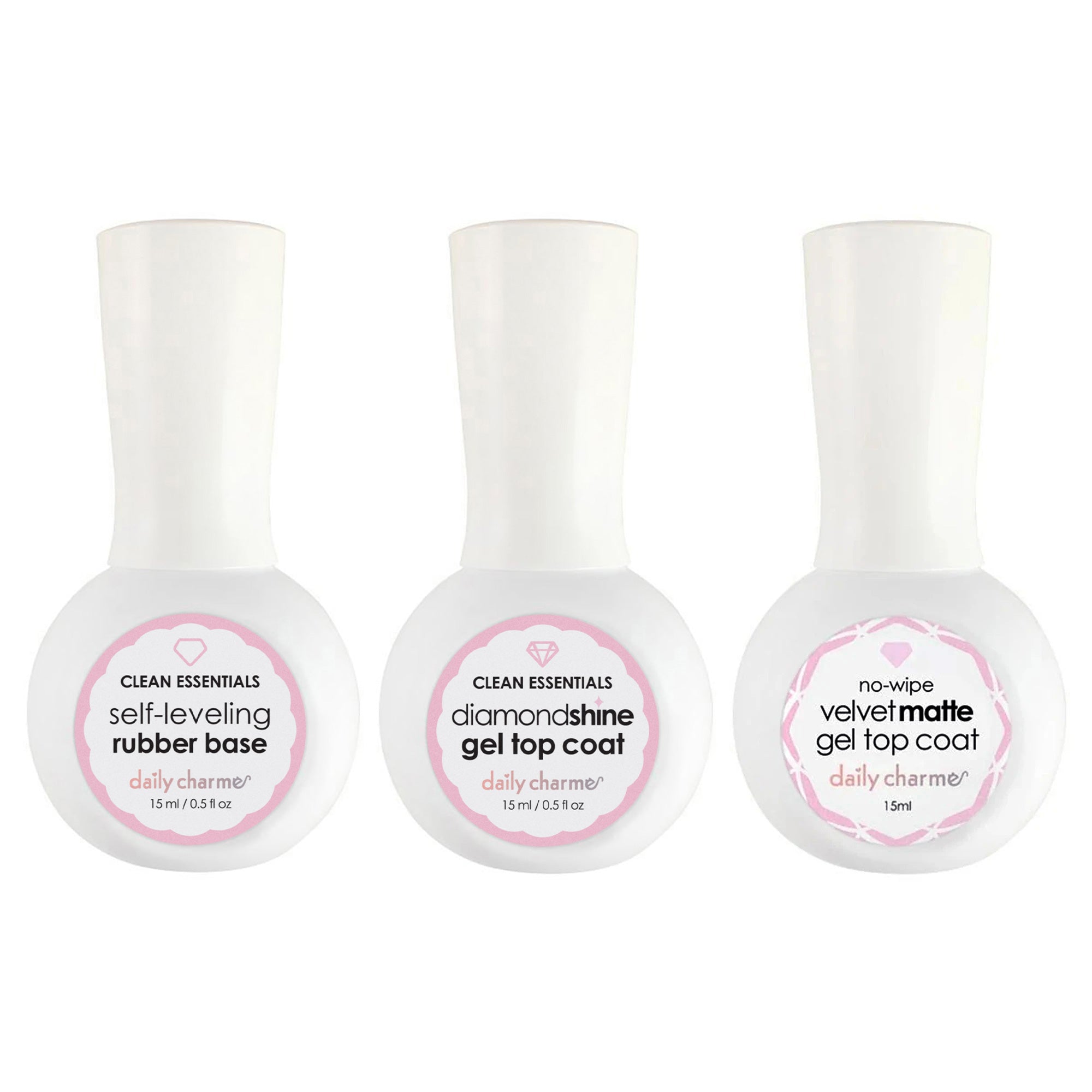 Daily Charme Base & Top Gel Kit | Gel Nail Art Essential Bundle Deal