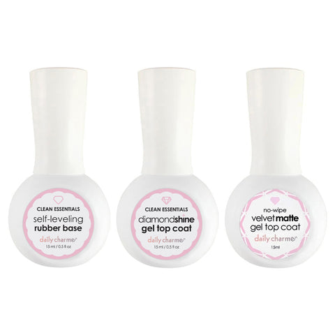 Daily Charme Base & Top Gel Kit | Gel Nail Art Essential Bundle Deal