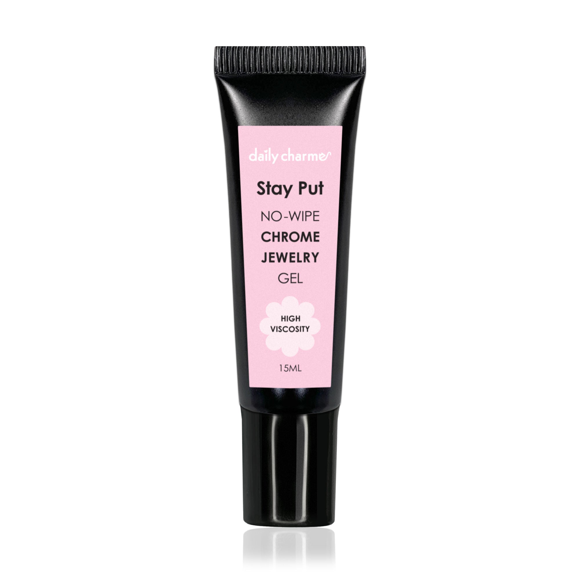 Daily Charme Stay Put No-Wipe Chrome Jewelry Gel Tube / High Viscosity / 15ml Isolated Chrome Nail Art 