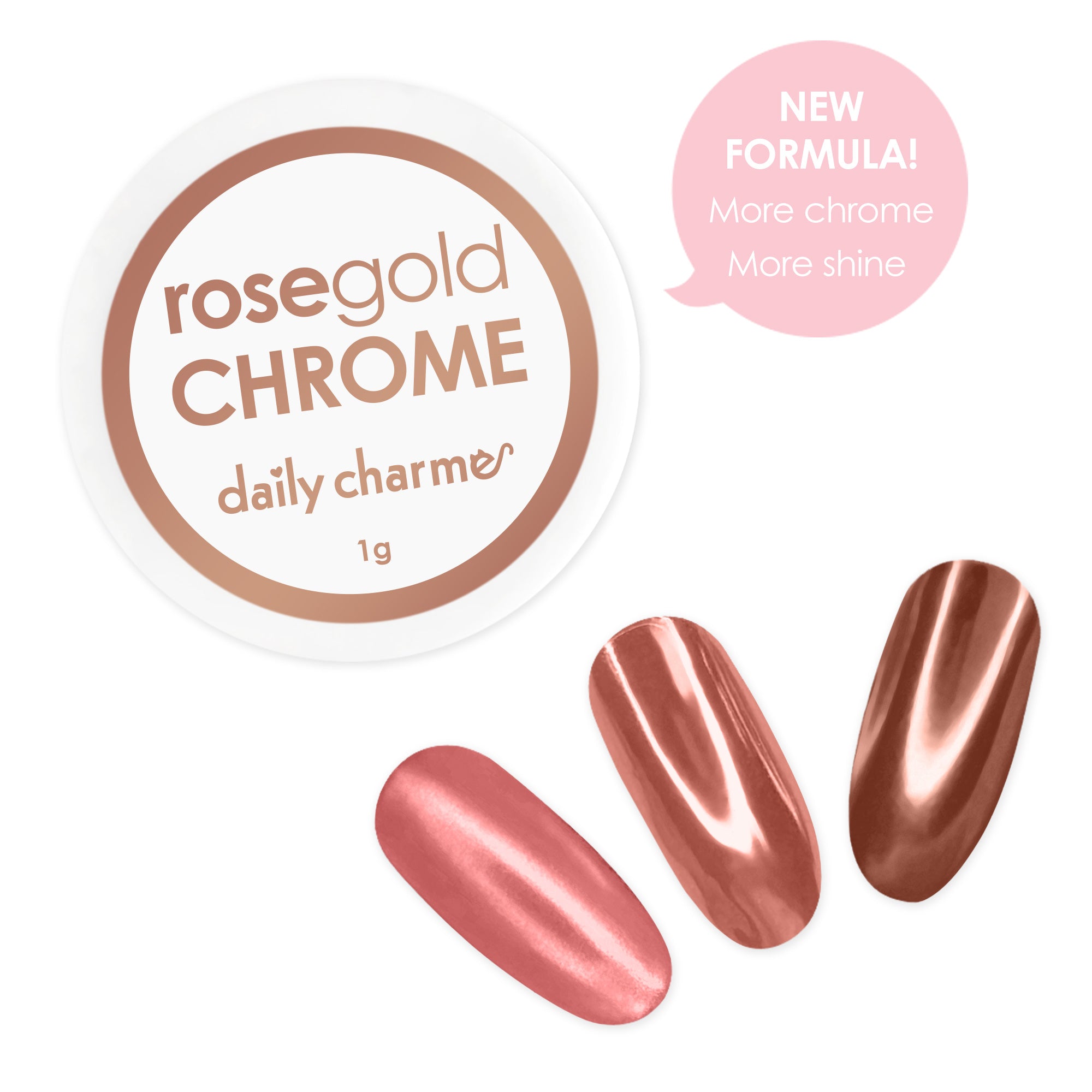 Mirror Rose Gold Chrome Powder Nail Art Pigment Classy Quality Glazed Pink