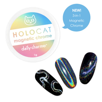 3-in-1 HoloCat Magnetic Holographic Chrome Powder Nail Art