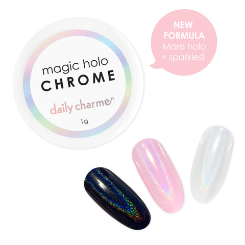 Magic Holo Chrome Powder Clear Glazed Holographic Nail Art New Hot Trend 2024