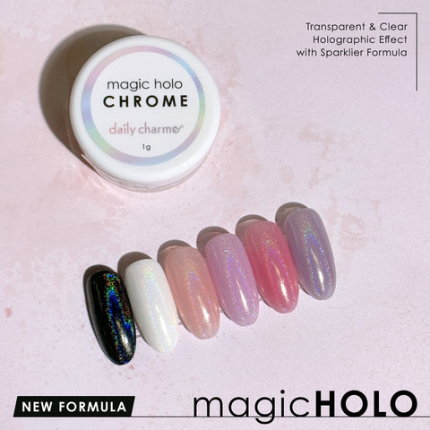 Magic Holo Chrome Powder Clear Glazed Holographic Nail Art New Hot Trend 2024