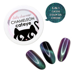 3-in-1 Chameleon Cat Eye Chrome Powder / Aqua Purple Teal Green Magnetic Nail Polish Fall Nail Trend