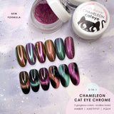 3-in-1 Chameleon Cat Eye Chrome Powder / Aqua Purple Teal Green Magnetic Nail Polish Fall Nail Trend