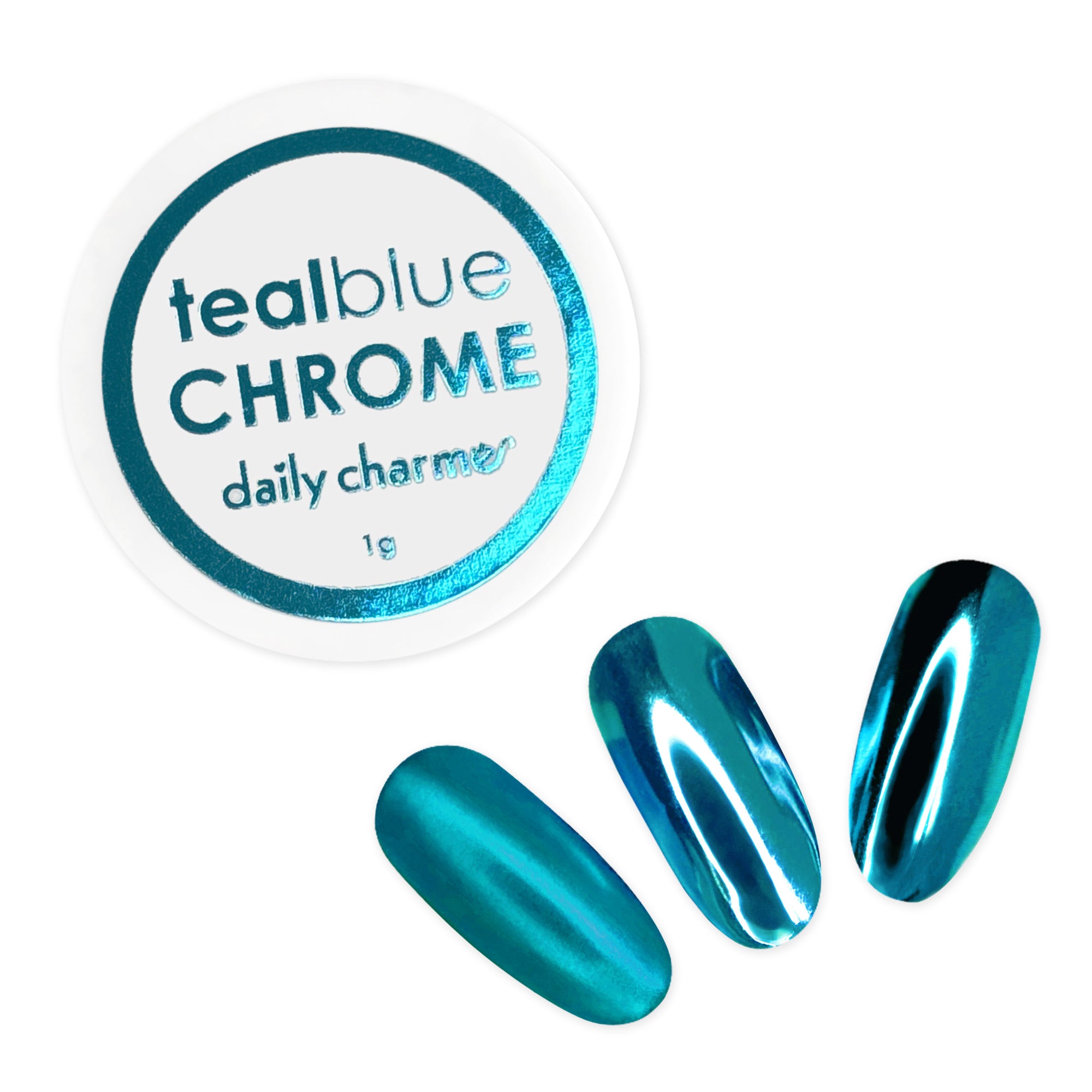 Mirror Teal Blue Chrome Powder Pigment Nail Art Glazed Metallic Summer Mermaid Trend