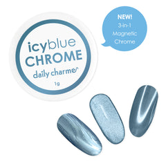 3-in-1 Icy Blue Magnetic Chrome Powder Nail Art Glazed Winter Holiday Trend