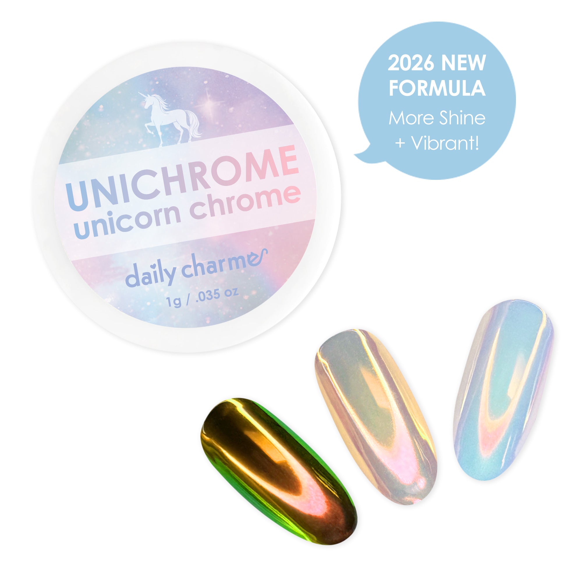 Unichrome Aurora Unicorn Chrome Powder Nail Art AB Effect Pigment Bestselling Trend Iridescent 2026 Improved Formula Vibrant Shinier Brighter