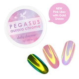 Pegasus Aurora Chrome Powder Pink Lilac Gold Sheen Nail Glazed