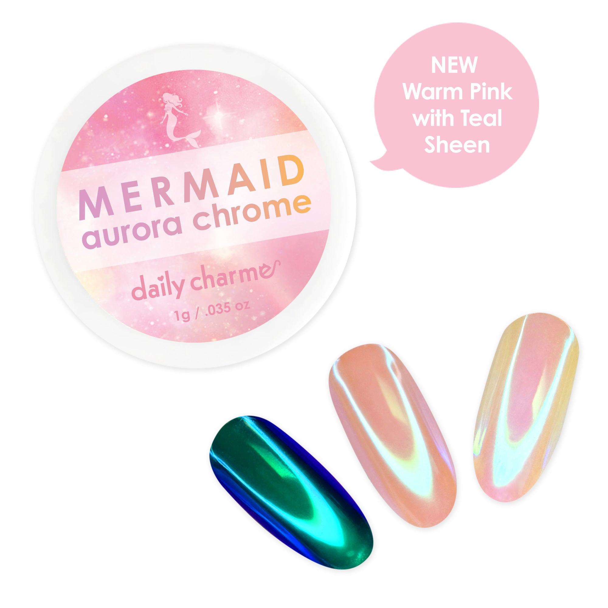 Mermaid Aurora Chrome Powder Warm Pink Teal Sheen Glazed Nail Donut Trend Viral