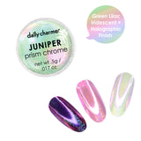 Daily Charme | Juniper Prism Chrome Nail Powder Holo Iridescent Green Purple