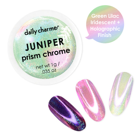 Daily Charme | Juniper Prism Chrome Nail Powder Holo Iridescent Green Purple