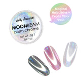 Daily Charme | Moonbeam Prism Chrome Nail Powder Holo Silver Pearl