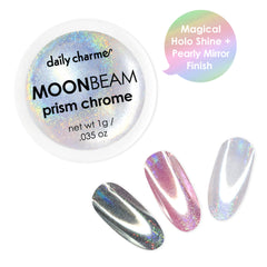 Daily Charme | Moonbeam Prism Chrome Nail Powder Holo Silver Pearl