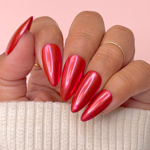 Cherry Red Chrome Powder for Nail Art Mirror Finish Smooth Quality Nail Supplies