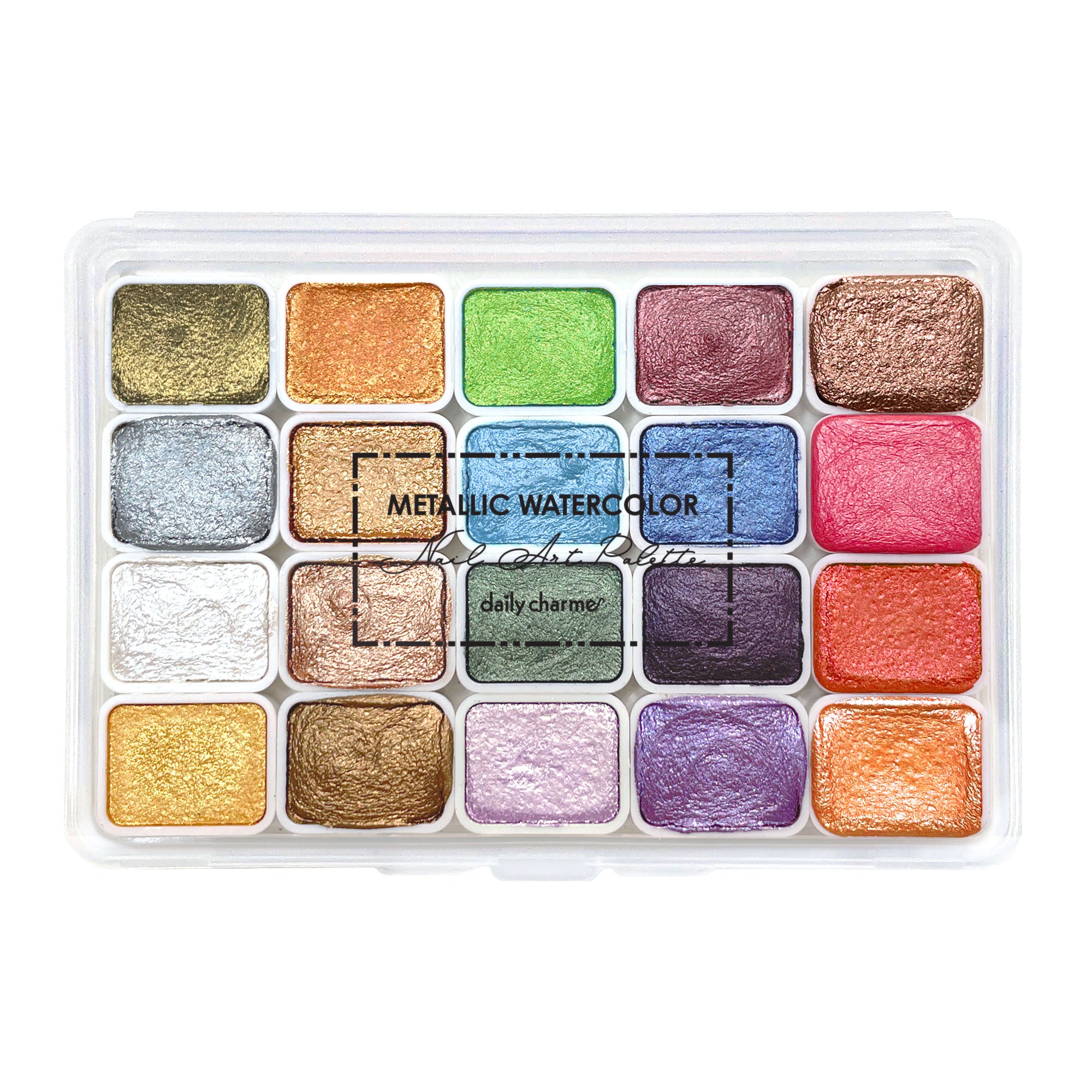 Daily Charme Metallic Watercolor Nail Art Palette / 20 Colors