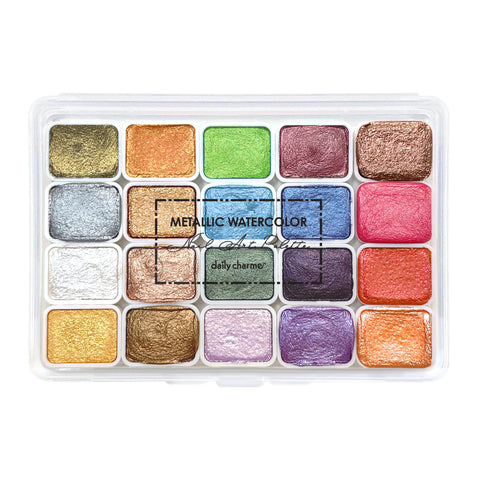 Daily Charme Metallic Watercolor Nail Art Palette / 20 Colors