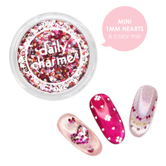 Mini Heart Sprinkles Glitter Mix Nail Art Decor Valentine's Day Pink Red White