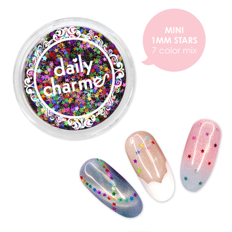 Nail Art Mini Star Sprinkles Glitter Mix / Holo Rainbow Cute Colorful Summer July 4th Party