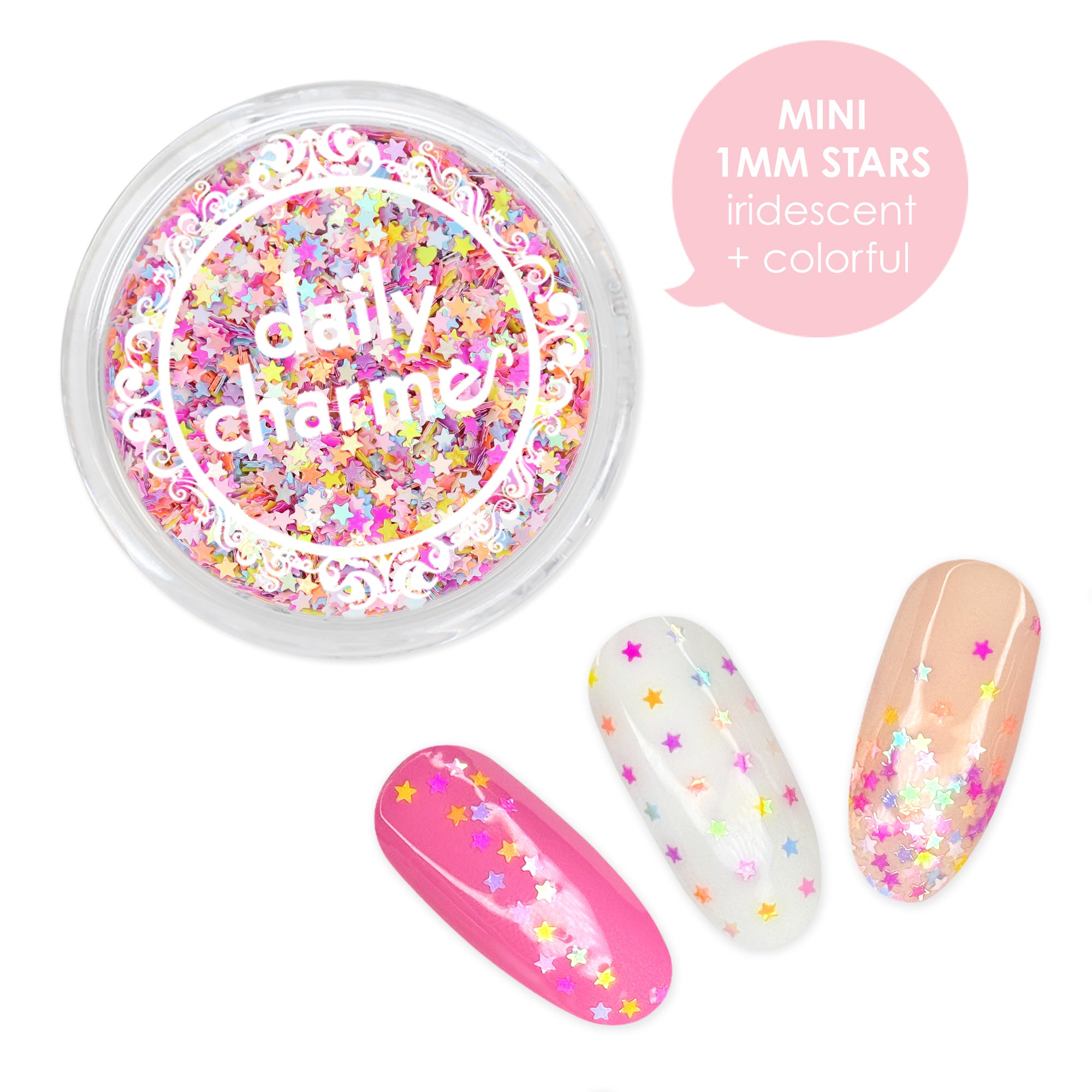Nail Art Pink Yellow Purple Mini Star Sprinkles Glitter Mix / Pastel Aurora Iridescent Cute Dreamy Celestial