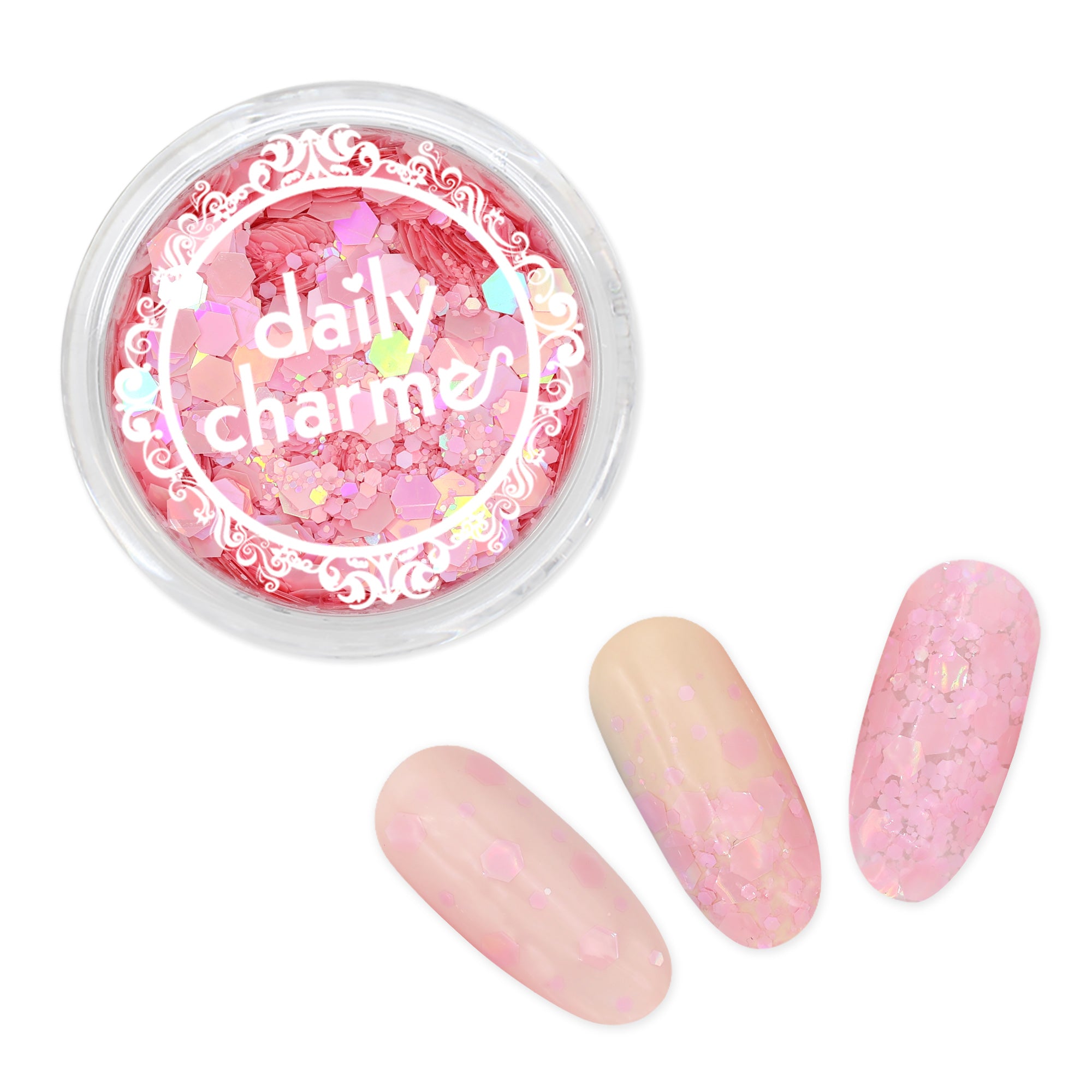 Holographic Hex Glitter Mix / Cherry Prism / Spring Nail Art / Pastel Pink