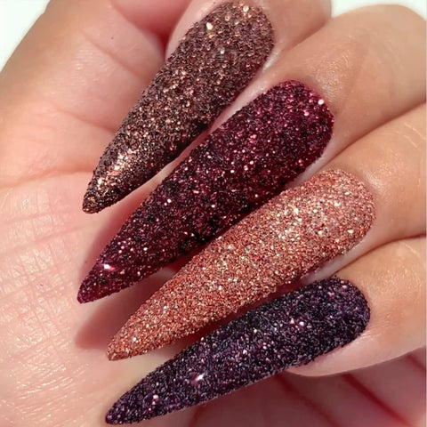 Metallic Glitter Dust / Iced Mocha Dark Brown Nail Art Fall Autumn Halloween