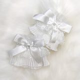 Coquette Bow Lace Sleeve Cuffs / White Cute Girly Fashion Accessory Trendy Nail Tool
