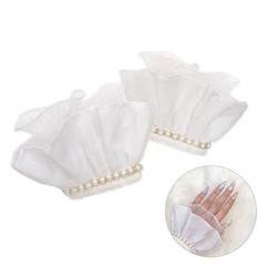 Pearly Chiffon Lace Sleeve Cuffs / White Nail Photo Supply Tool Content Creator