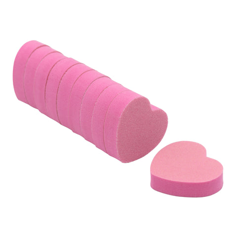 Pink Heart Shape Sponge Nail Buffer / Pack of 10 Cute Supplies