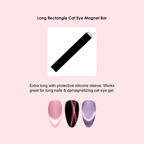 Long Rectangle Magnet Bar / "Black Hole" Swirls Line French Tip Velvet Nail Art