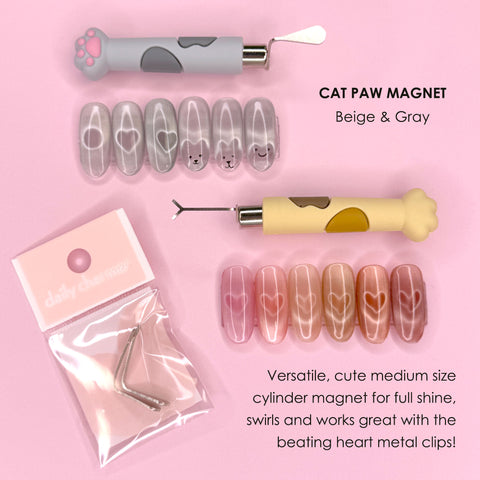 Cat Paw Cylinder Cat Eye Magnet Wand / Gray Cute Heart Nail Magnetic Trend