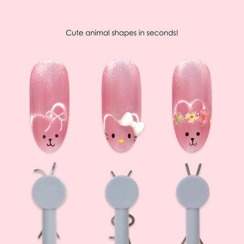 Magnetic Cat Eye Animal Metal Clip Set Bunny Rabbit Cat Kitty Bear Teddy Dog Puppy Nail Art Easy Corgi Frog