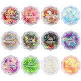 Colorful mylar glitter flakes set, 12 jars, iridescent aurora rainbow flakes for mermaid and DIY nail art