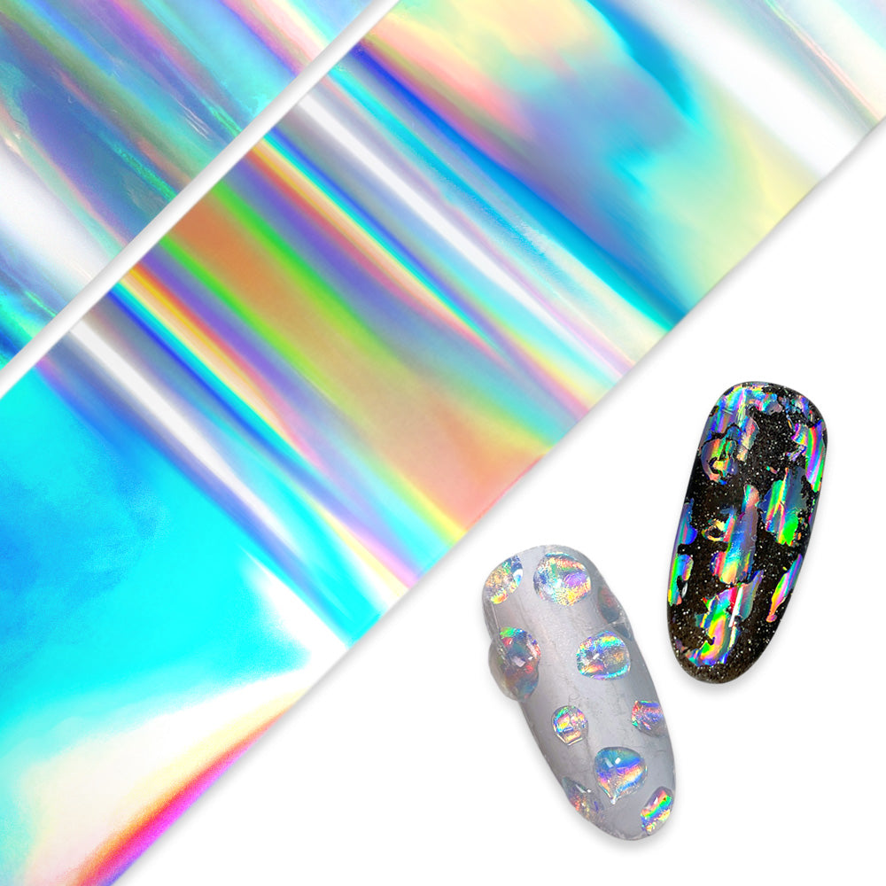 Nail Art Foil Paper / Holographic Silver Trendy Silver